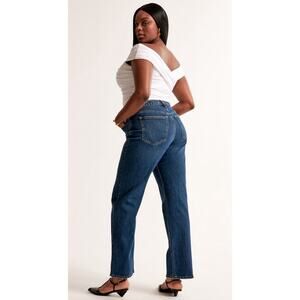 Abercrombie & Fitch Women High Rise VTG Straight Raw Hem Denim Jeans 32 Short